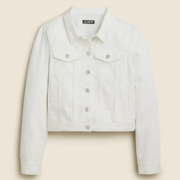 J.CREW New Classic Denim Jacket White Button Front Pockets Cropped Size XL NEW - Picture 7 of 7